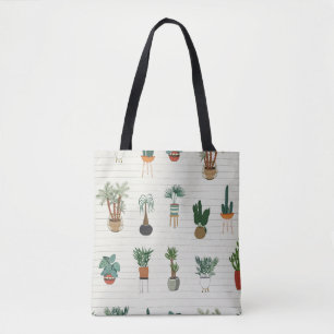 Zuhause-Pflanzen, nahtlos handgezeichnet Tasche