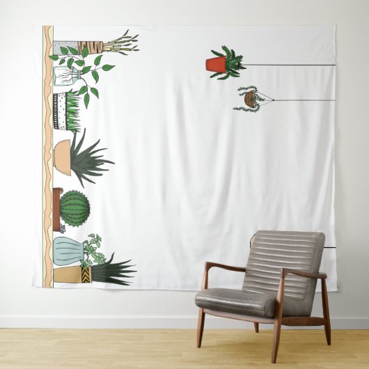 Zuhause Potted Pflanze Doodle Art Wandteppich (Beispiel (Horizontal))