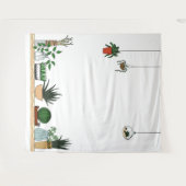 Zuhause Potted Pflanze Doodle Art Wandteppich (Vorderseite (Horizontal))