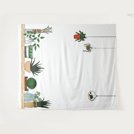 Zuhause Potted Pflanze Doodle Art Wandteppich (Vorderseite (Horizontal))