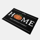 Zuhause Pumpkin Schwarz-Weiß-Personalisierter Fall Fußmatte (Schrägansicht)