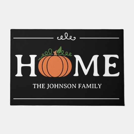 Zuhause Pumpkin Schwarz-Weiß-Personalisierter Fall Fußmatte (Vorderseite)