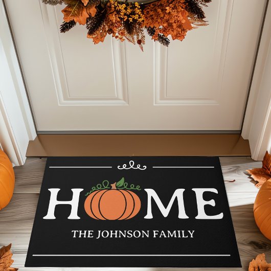 Zuhause Pumpkin Schwarz-Weiß-Personalisierter Fall Fußmatte