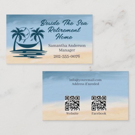 Zuhause QR Codes Beach Palm Tree Visitenkarte (Vorne/Hinten)
