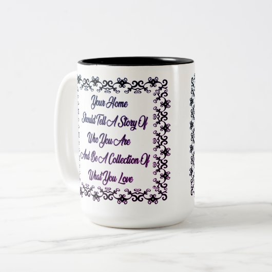 Zuhause Quote White Tasse (Vorderseite Links)