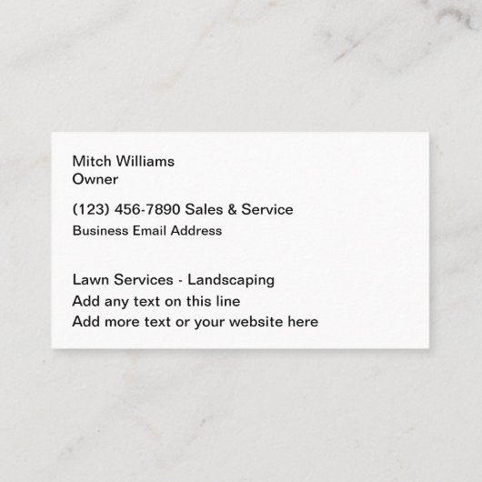 Zuhause Rasen und Landungskarten Visitenkarte (Rückseite)