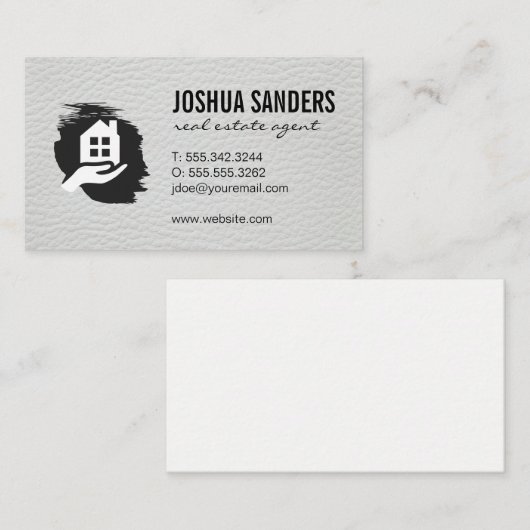 Zuhause Real Anwesen | Anleger | Leather Trim Visitenkarte (Vorne/Hinten)