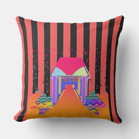 Zuhause Red Black Stripes Kissen (Vorderseite)