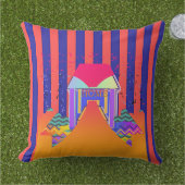 Zuhause Red Blue Stripe Kissen (Gras)