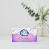 Zuhause-Reinigung | Soap Suds | Lila Visitenkarte (Stehend Vorderseite)
