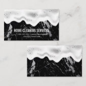 Zuhause-Reinigungs-Logo | Soap Suds | Schwarzer Ma Visitenkarte (Vorne/Hinten)