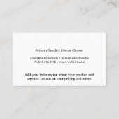 Zuhause-Reinigungs-Service-Symbole | Hintergrund Visitenkarte (Rückseite)