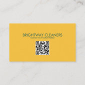 Zuhause-Reinigungsdienste Aquamarin Gelber QR-Code Visitenkarte (Rückseite)