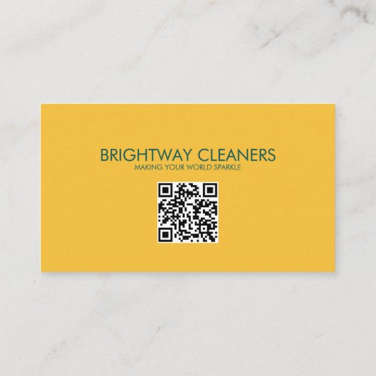Zuhause-Reinigungsdienste Aquamarin Gelber QR-Code Visitenkarte (Rückseite)