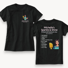 Zuhause-Reinigungsservice Moderne Frau Schwarz T-Shirt