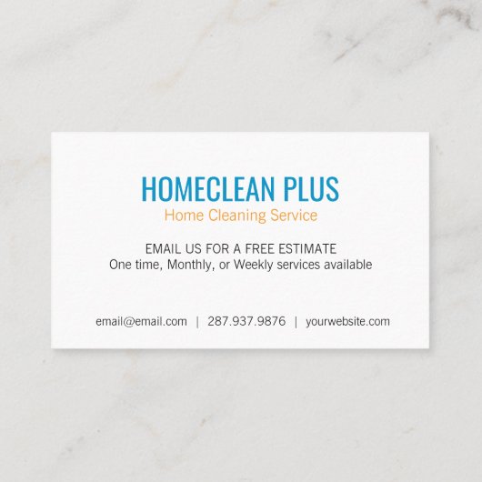 Zuhause-Reinigungsservice-Muster Business Card Visitenkarte (Rückseite)