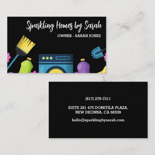 Zuhause Reinigungsservice Visitenkarten Hausreinig Visitenkarte (Vorne/Hinten)