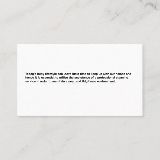 Zuhause-Reinigungstools im Holzkasten | Maid Visitenkarte (Rückseite)