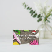 Zuhause-Reinigungstools | Maid-Services Visitenkarte (Stehend Vorderseite)