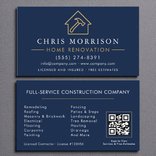 Zuhause Renovierung Reparatur von Navy Blue Gold Q Visitenkarte