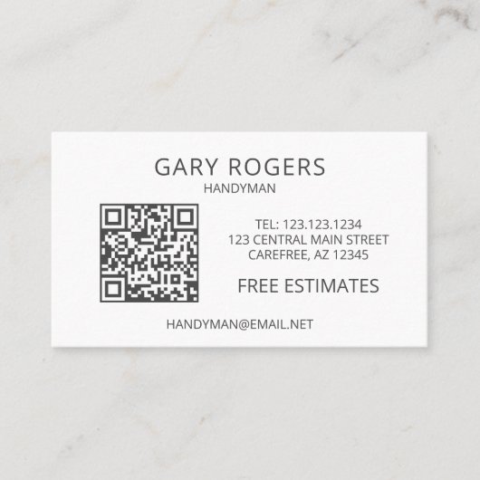 Zuhause Repair Handyman QR-Code Visitenkarte (Vorderseite)