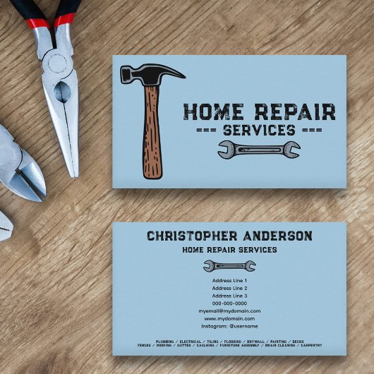 Zuhause Repair Service Blue Visitenkarte