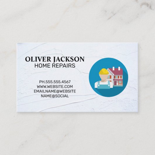 Zuhause-Reparatur | Bauarbeiter Visitenkarte (Vorderseite)