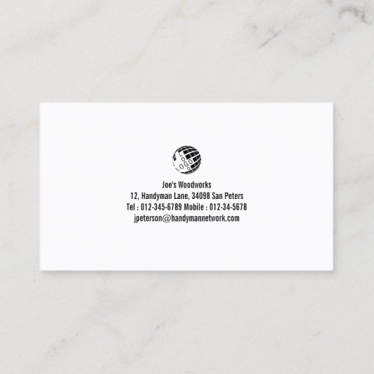 Zuhause Reparatur Bauhandyman Visitenkarte (Rückseite)