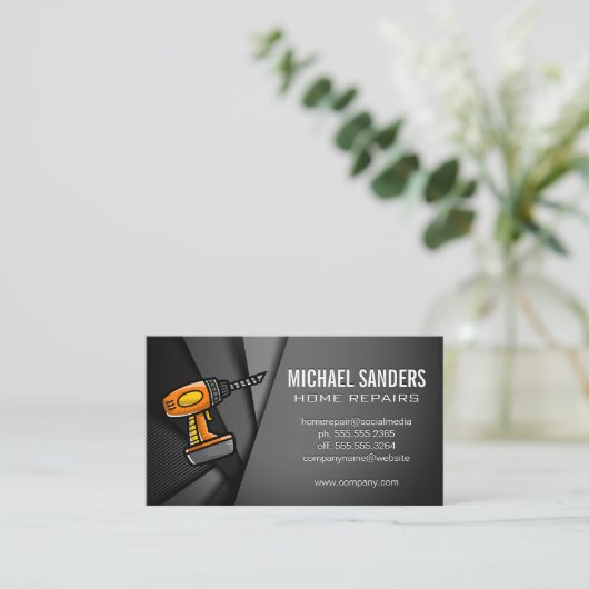 Zuhause-Reparatur | Drill-Symbol | Abstrakte Panel Visitenkarte (Stehend Vorderseite)