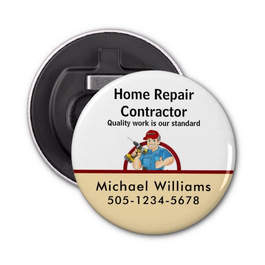 Zuhause-Reparatur für den Kaufmann-Handyman-Werbef Flaschenöffner (Vorderseite)