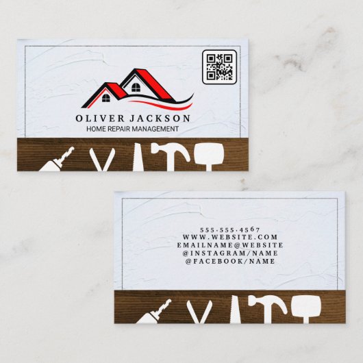 Zuhause-Reparatur | Realtor | QR-Code Visitenkarte (Vorne/Hinten)