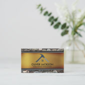 Zuhause-Reparatur | Stone Wall |Goldene Schwarz-we Visitenkarte (Stehend Vorderseite)