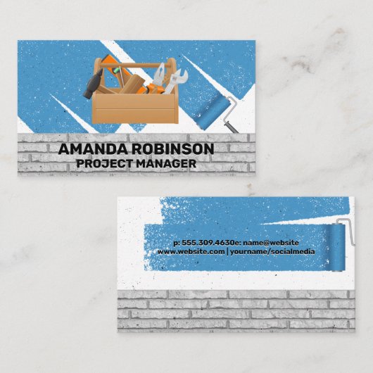 Zuhause-Reparatur | Toolbox | Paint | Mauer Visitenkarte (Vorne/Hinten)