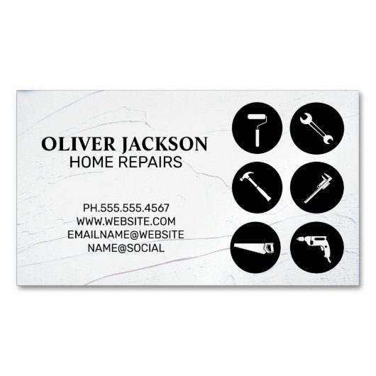 Zuhause-Reparatur | Tools | Handyman Magnetische Visitenkarte (Vorderseite)