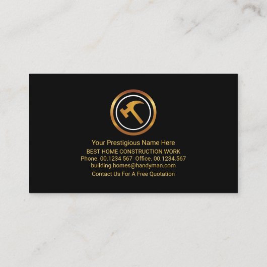 Zuhause Reparatur von Gold Rectangle Box Visitenkarte (Rückseite)