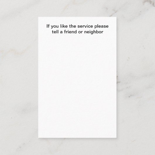 Zuhause-Reparaturdienstkarten Visitenkarte (Rückseite)