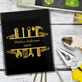 Zuhause-Reparaturgeschäft für Black Gold-Tools Notizblock