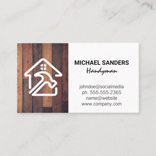 Zuhause-Reparaturlogo | Holz Visitenkarte (Vorderseite)
