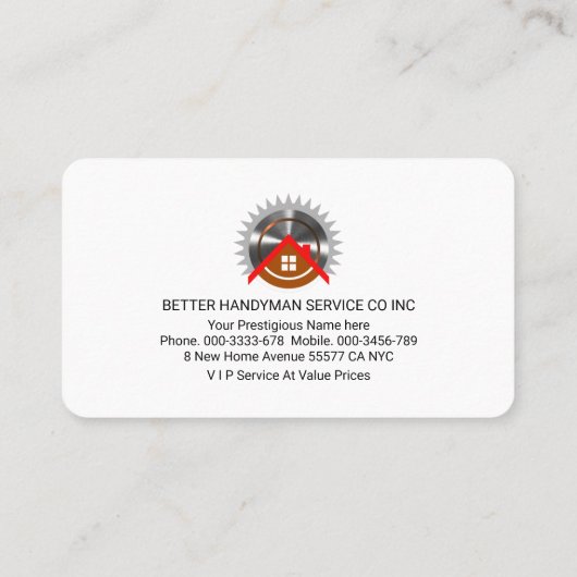 Zuhause Reparaturwerkzeuge für Handyman Visitenkarte (Rückseite)