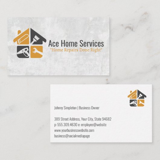 Zuhause-Reparaturwerkzeuge | Generalunternehmer Visitenkarte (Vorne/Hinten)