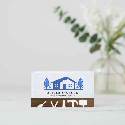 Zuhause-Reparaturwerkzeuge | HausLogo Visitenkarte (Stehend Vorderseite)