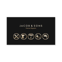 Zuhause repariert Gold Icons Business Card