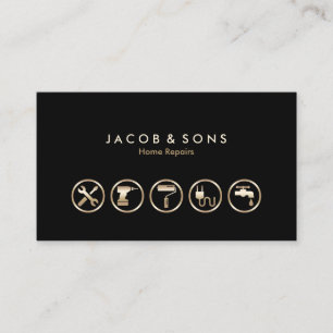 Zuhause repariert Gold Icons Business Card Visitenkarte