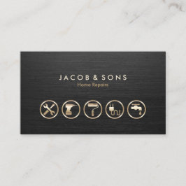 Zuhause repariert Gold-Icons Pinsel Visitenkarte