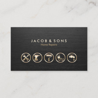 Zuhause repariert Gold-Icons Pinsel Visitenkarte