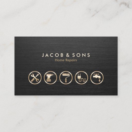 Zuhause repariert Gold-Icons Pinsel Visitenkarte (Vorderseite)
