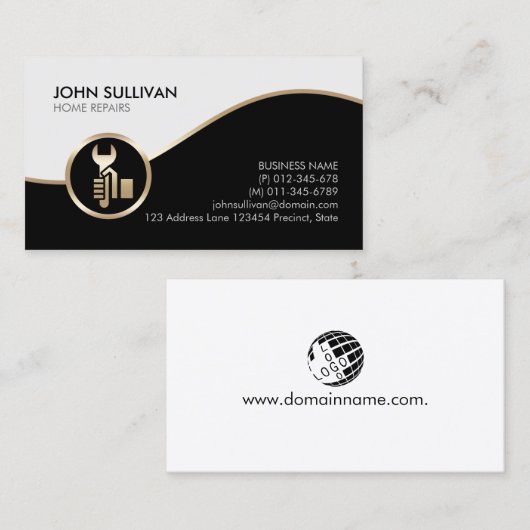 Zuhause repariert Handyman Imitate Gold Wrench Ico Visitenkarte (Vorne/Hinten)