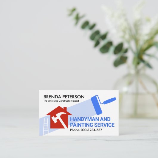 Zuhause repariert Malerei von Handyman-Mitarbeiter Visitenkarte (Stehend Vorderseite)