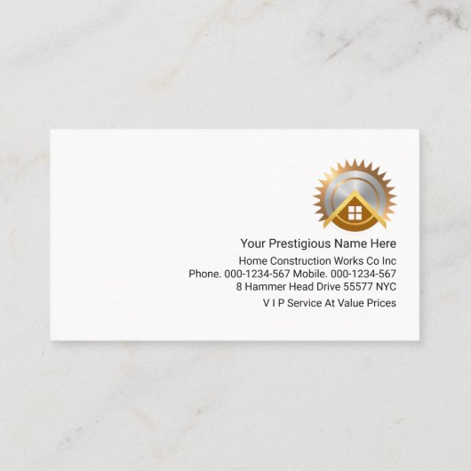 Zuhause repariert Ziegelmauer-Spritzer Visitenkarte (Rückseite)