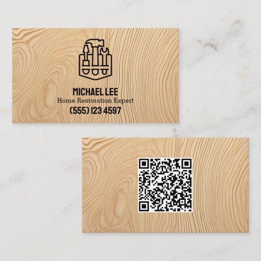 Zuhause-Restaurierung Sperrholz Custom QR Visitenkarte (Vorne/Hinten)